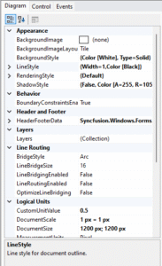 Customize using property window